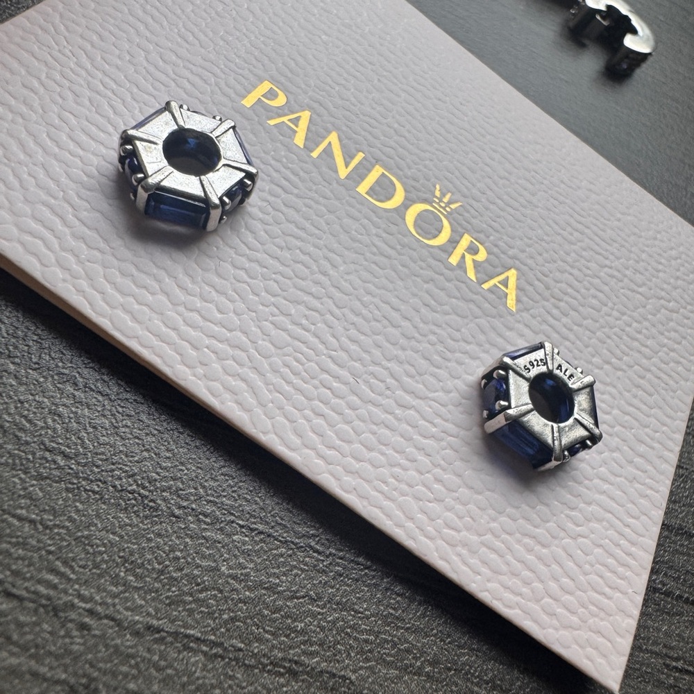 Pandora Silver and Blue Charm Beads